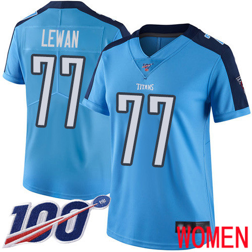 Tennessee Titans Limited Light Blue Women Taylor Lewan Jersey NFL Football 77 100th Season Rush Vapor Untouchable
